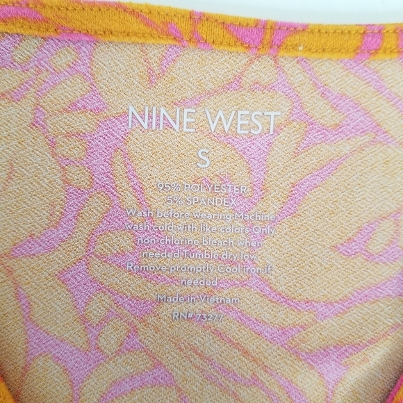 Nine West Dolman Sleeve Wrap Dress Tie Waist Orange/Pink Floral Print Size S - Picture 8 of 12